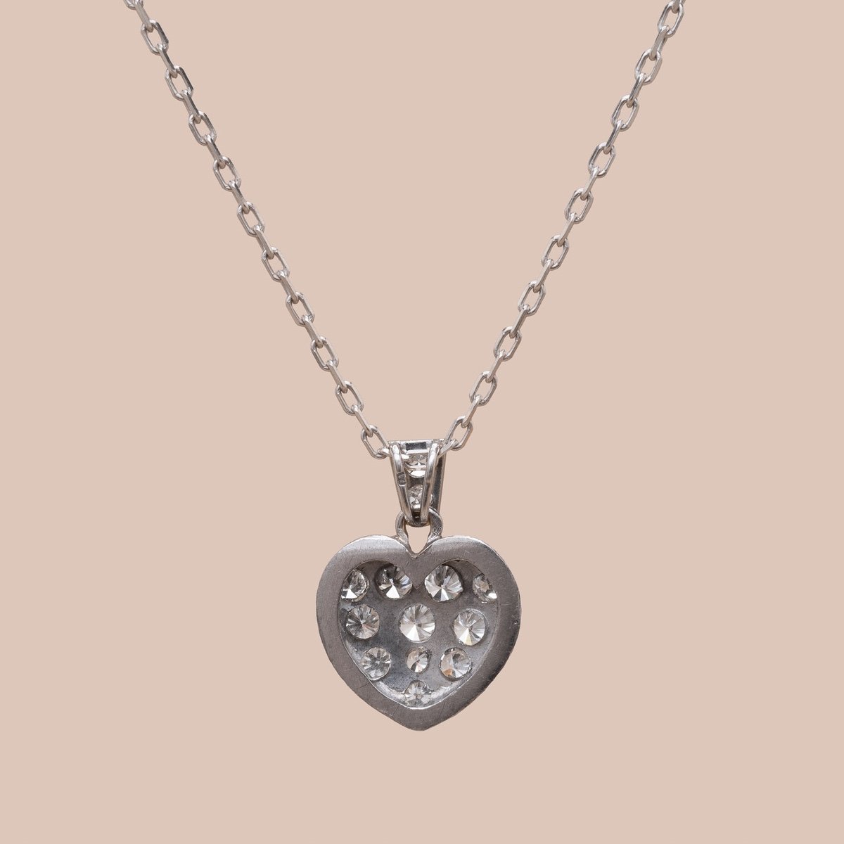 Vintage Heart Pendant Diamonds 0.80 Carat-photo-2