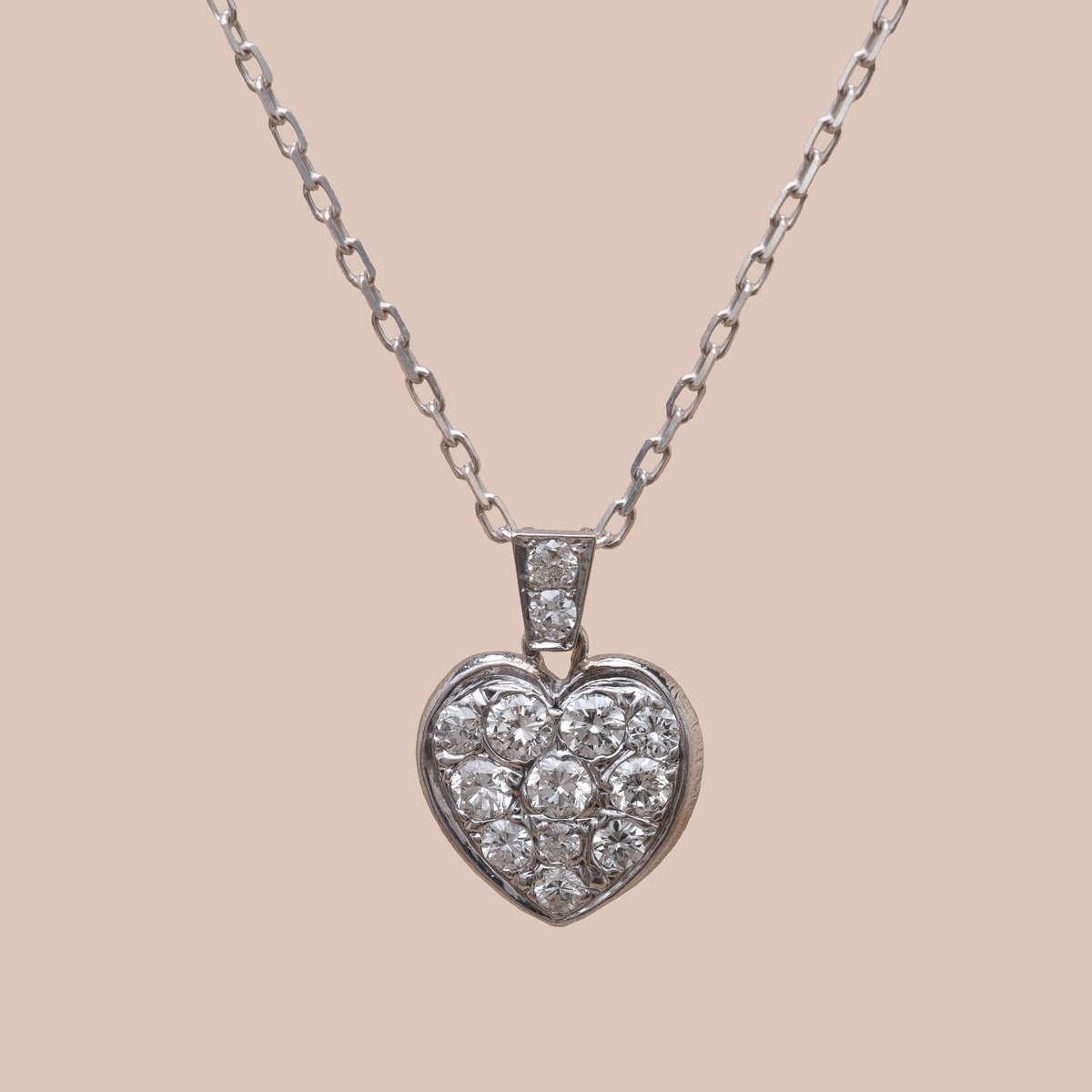 Vintage Heart Pendant Diamonds 0.80 Carat