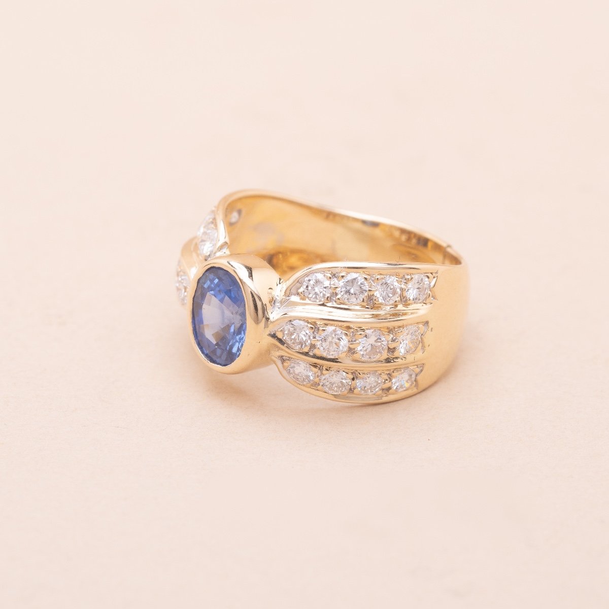 Vintage Ring Sapphire 1.10 Carat And Diamonds 1.45 Carat-photo-2