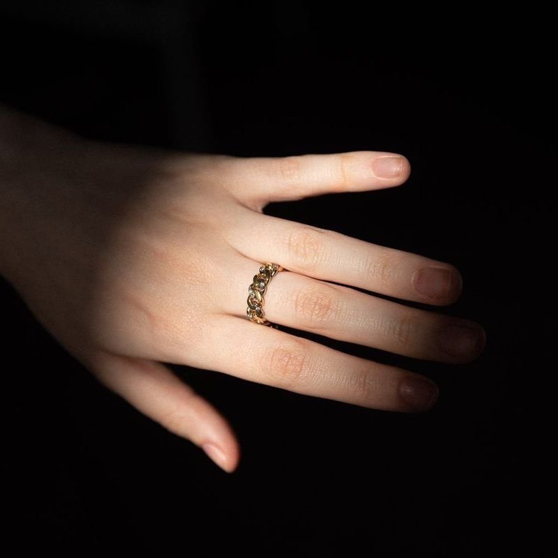 Vintage Gold Gourmette Ring-photo-3