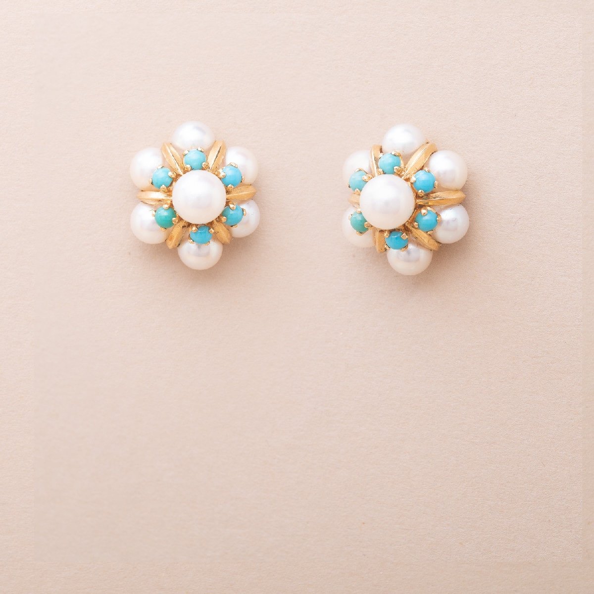 Joan Turquoise Vintage Pearl Clips 1960-photo-3