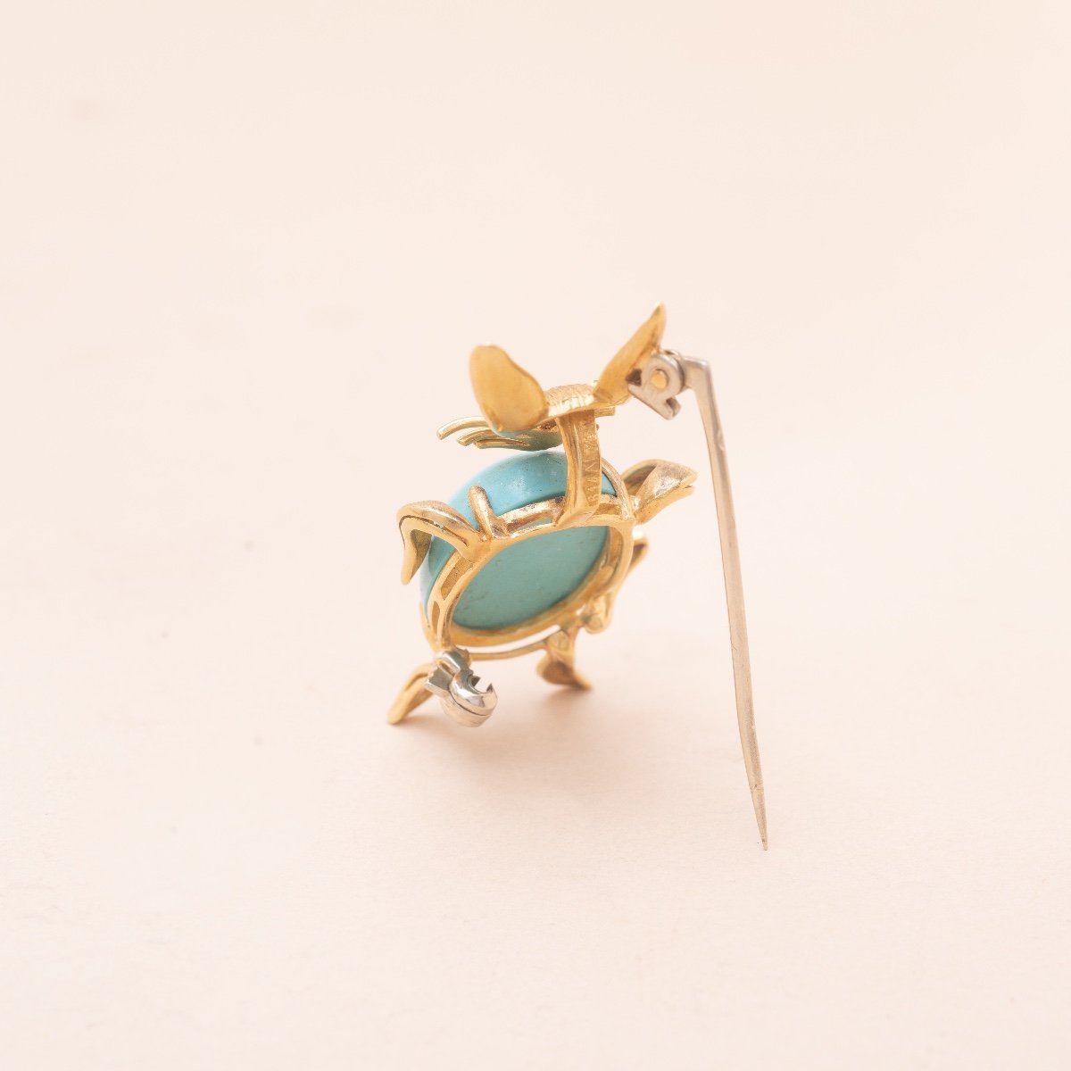 Turquoise Ruby Rabbit Brooch 1970-photo-2