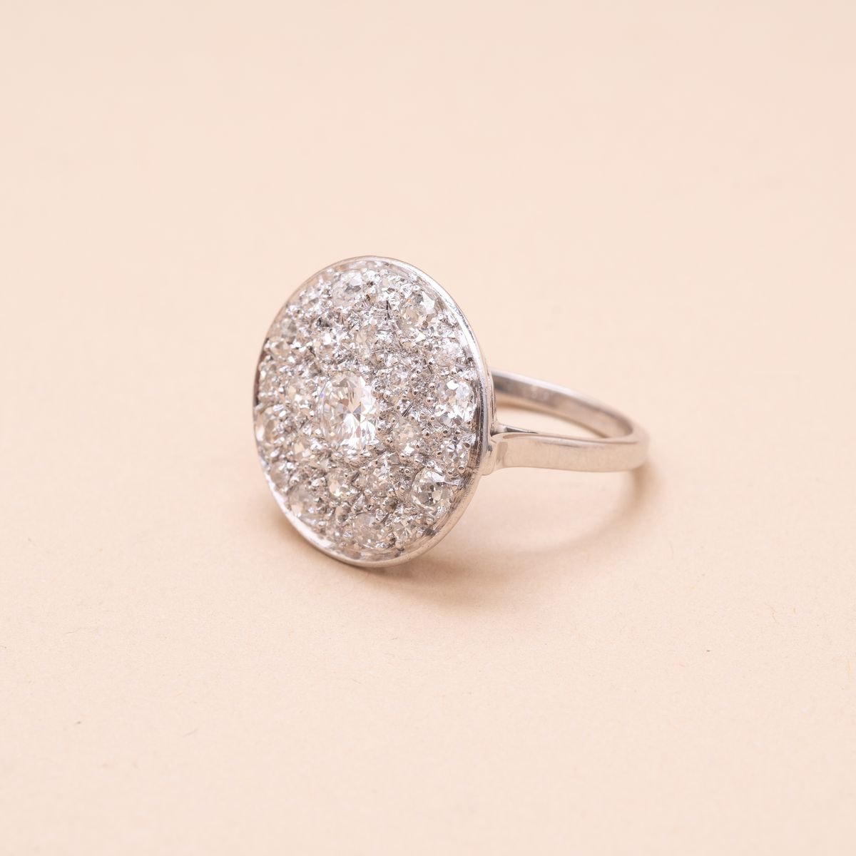 Bague Vintage Cible Diamants Coussin Et Brillant 1.90 Carat-photo-2