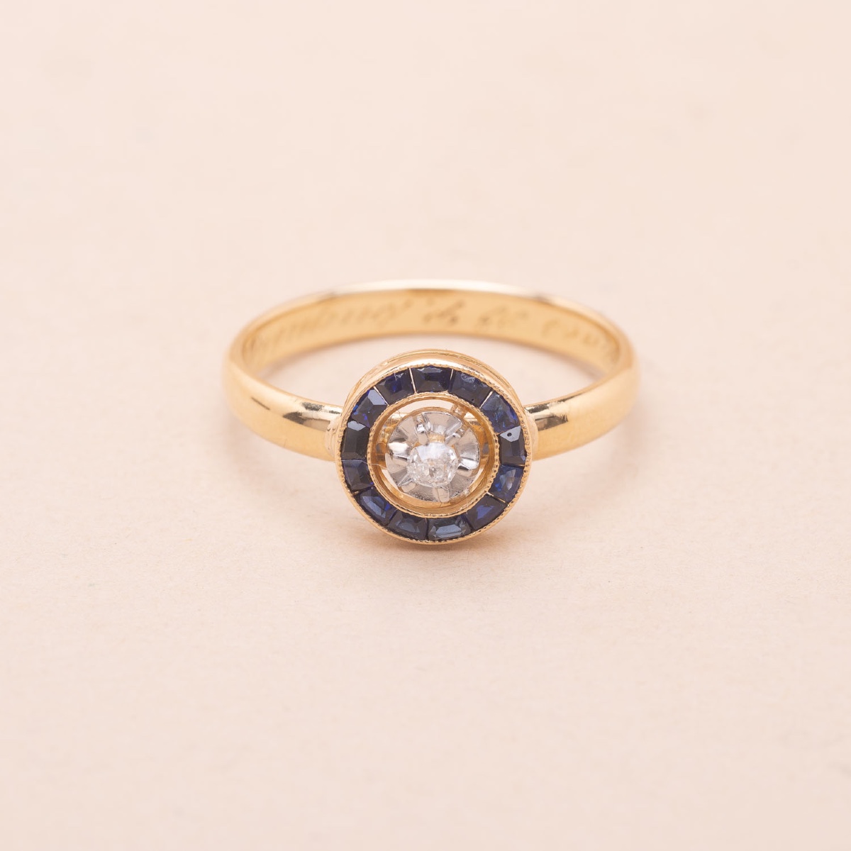 Vintage Louise Sapphire Diamond Target Ring