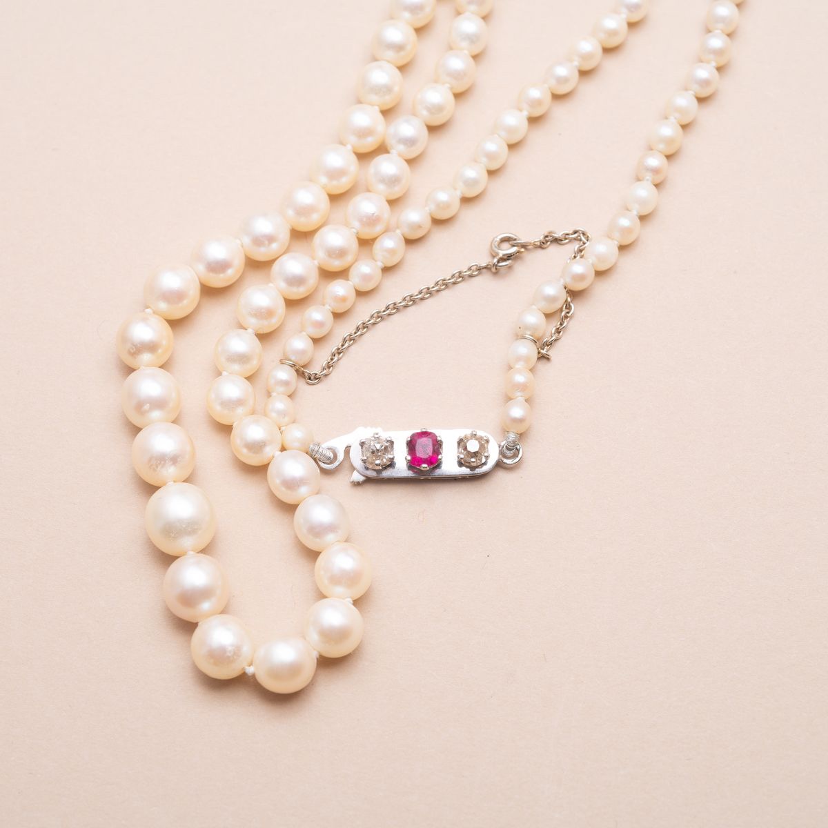 Collier Vintage Pearls Rubis