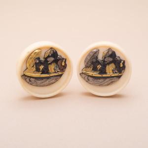 Paire De Boutons De Kimono Japonais Anciens