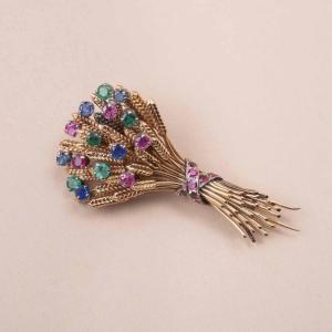 Vintage Brooch Bouquet Ears Of Wheat Gold