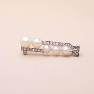 Art Deco Natural Pearl Barrette Brooch