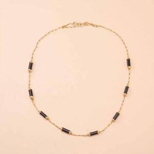 Yellow Gold Onyx Sticks Necklace
