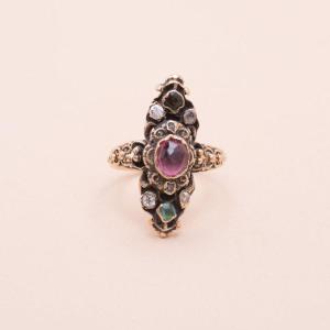 19th Century Colorful Marquise Ring