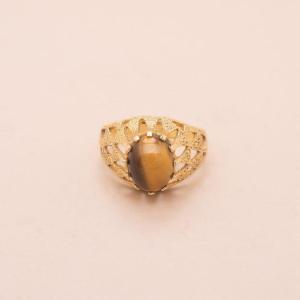 Vintage Tiger Eye Dome Ring 1970