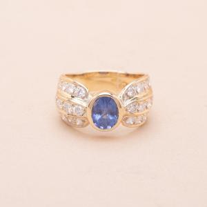 Vintage Ring Sapphire 1.10 Carat And Diamonds 1.45 Carat