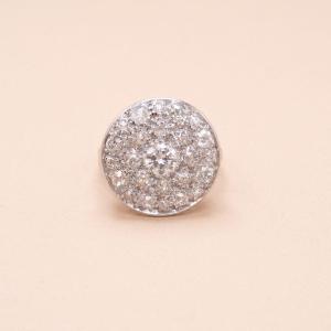 Bague Vintage Cible Diamants Coussin Et Brillant 1.90 Carat