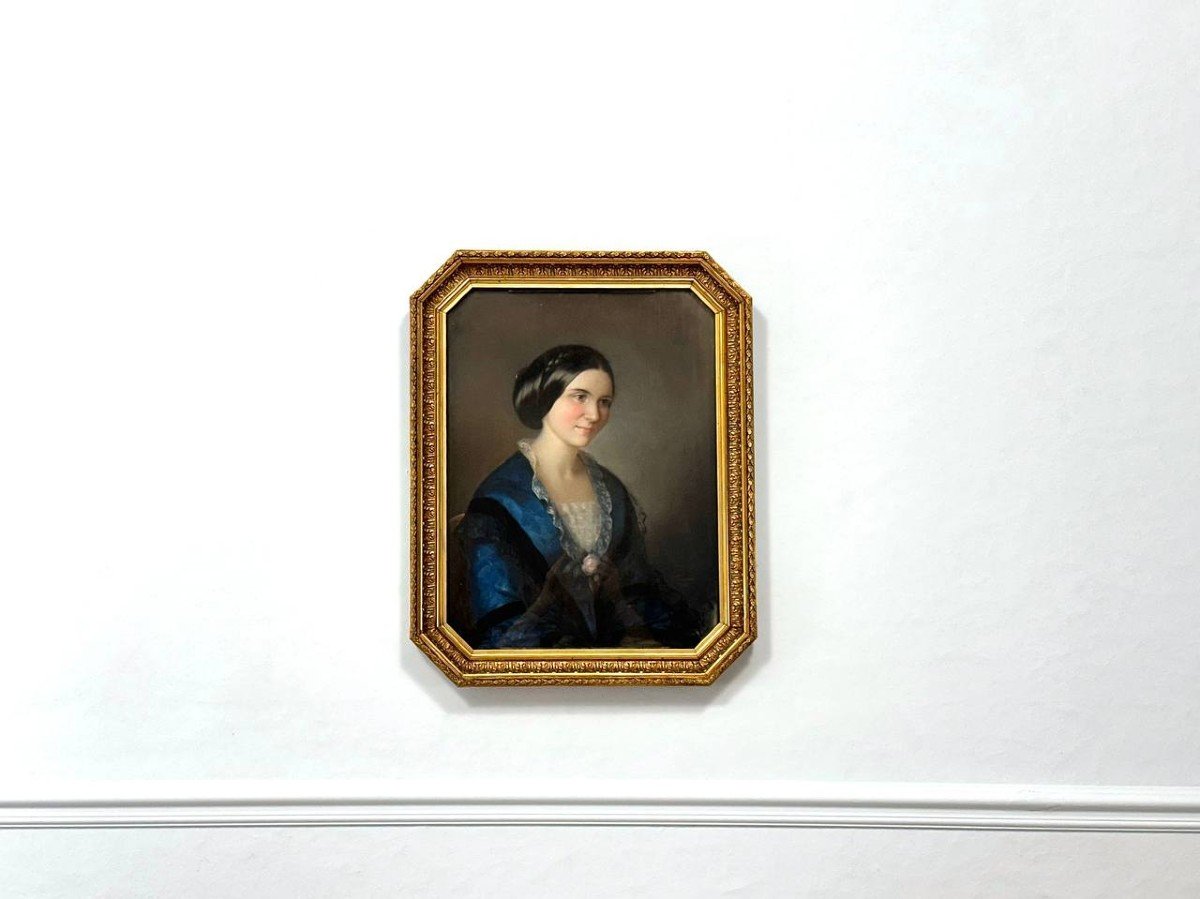 Portrait Of A Young Woman In Blue-photo-3