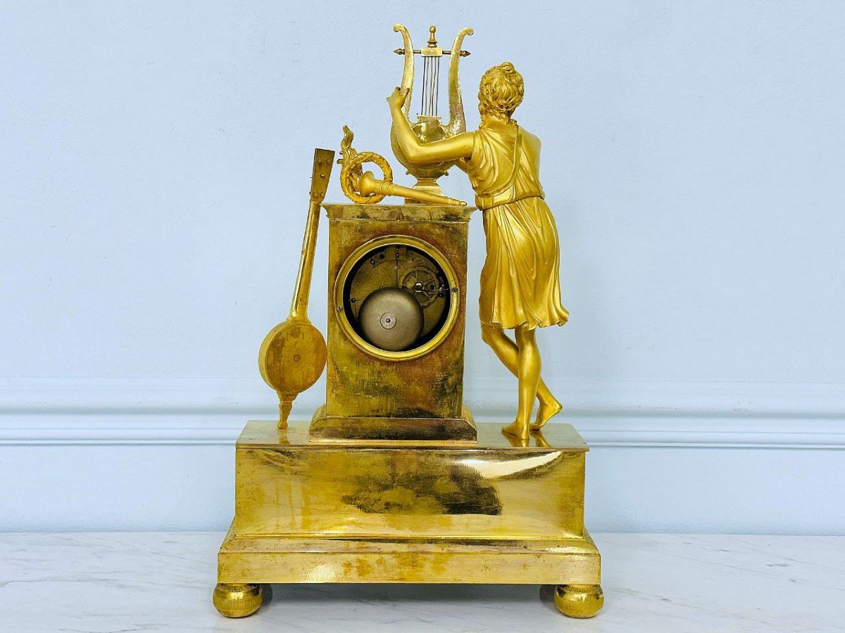 Empire Pendulum In Gilt Bronze.-photo-3