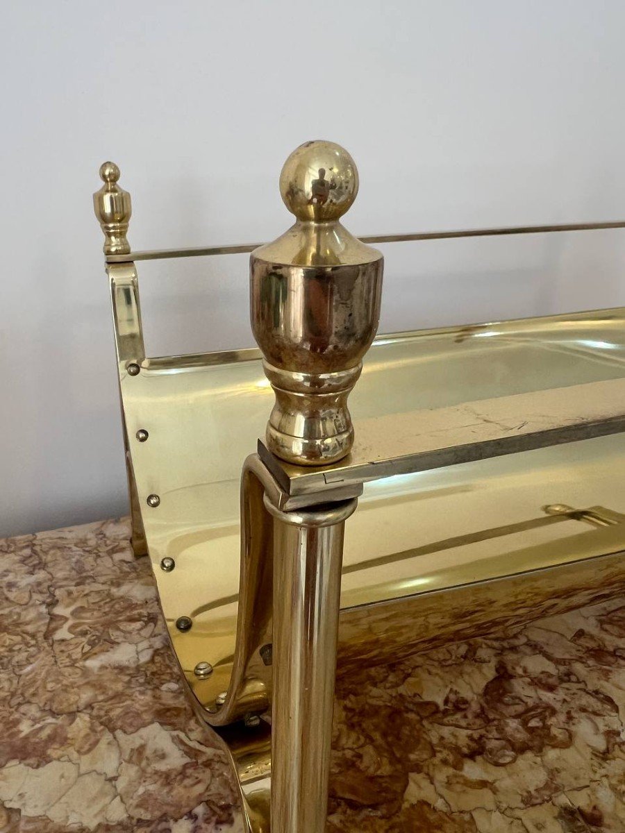 Vintage Jansen Style Solid Brass Freestanding Log Holder -photo-2