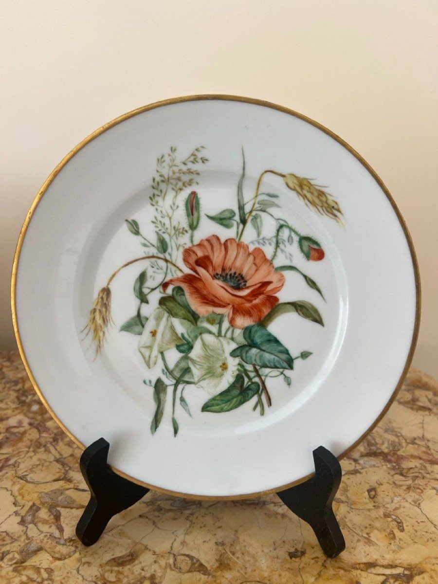 Decorative Plate Painted In 1987 With Poppy Flowers. 