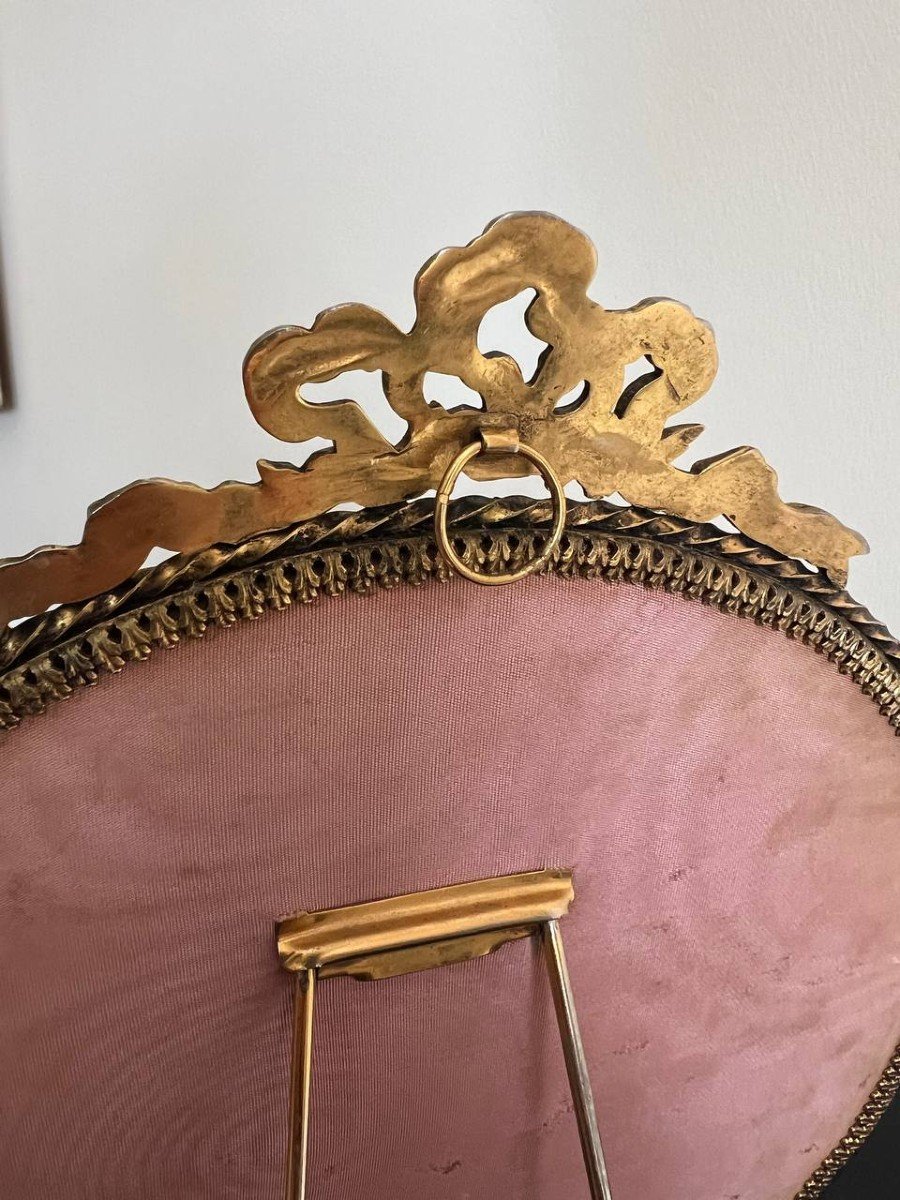 Old Mirror, Bronze Gilt Brass 1900 Louis XVI Knots Decor-photo-3