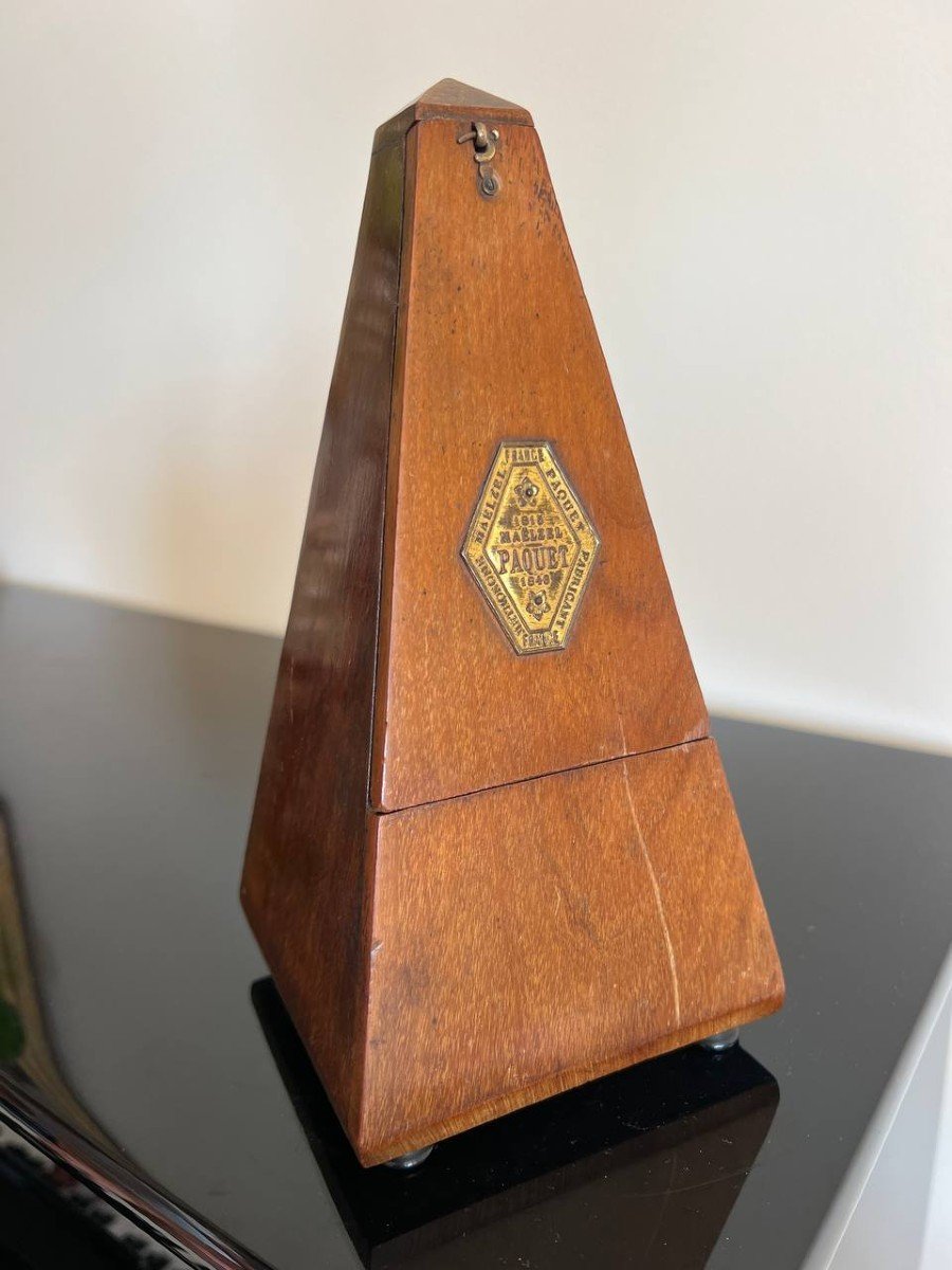 Old French Metronome In Wooden Box By Maëlzel Paquet, 1900