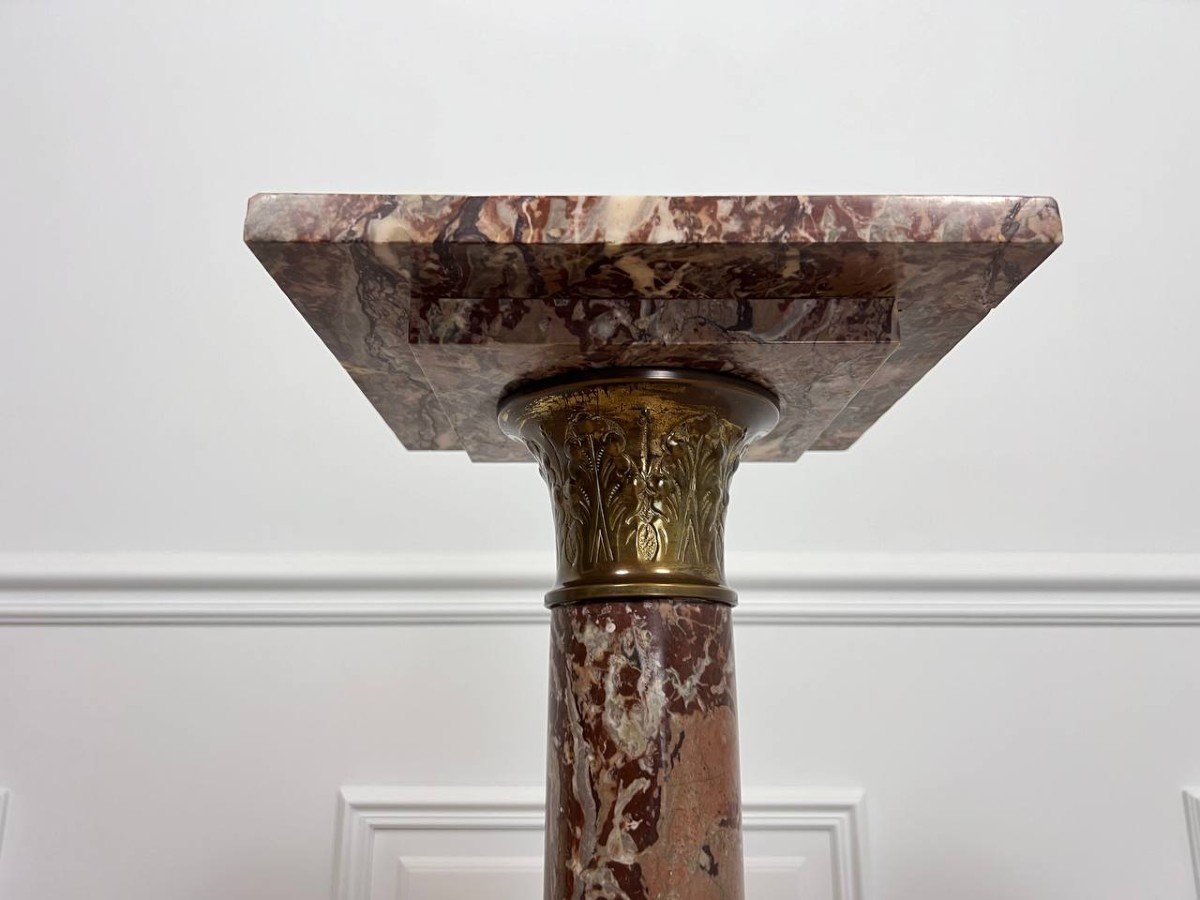Red Pyrenees Marble Column – Late 19th Century-photo-2