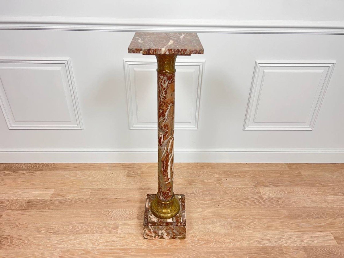 Red Pyrenees Marble Column – Late 19th Century-photo-5