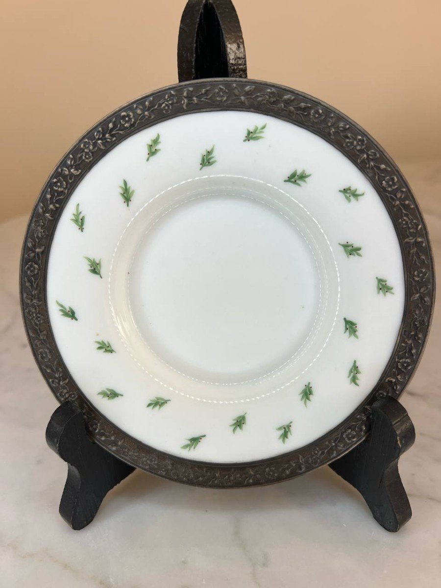 Sevres Porcelain Saucer With Sterling Silver Frame In Tbe