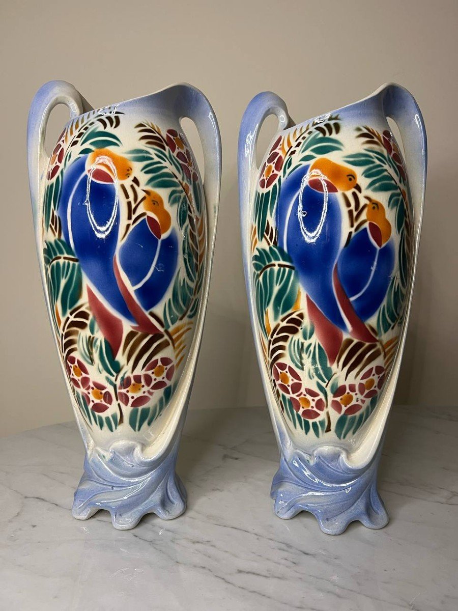 Old Vintage Ceramic Vase Art Deco Period-photo-2