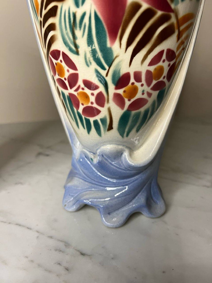 Old Vintage Ceramic Vase Art Deco Period-photo-3