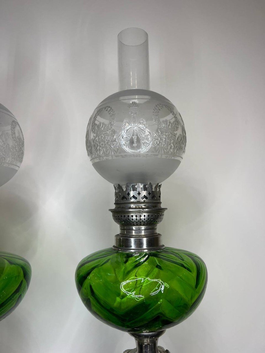 Pair Of Oil Lamps, Around 1900-photo-4