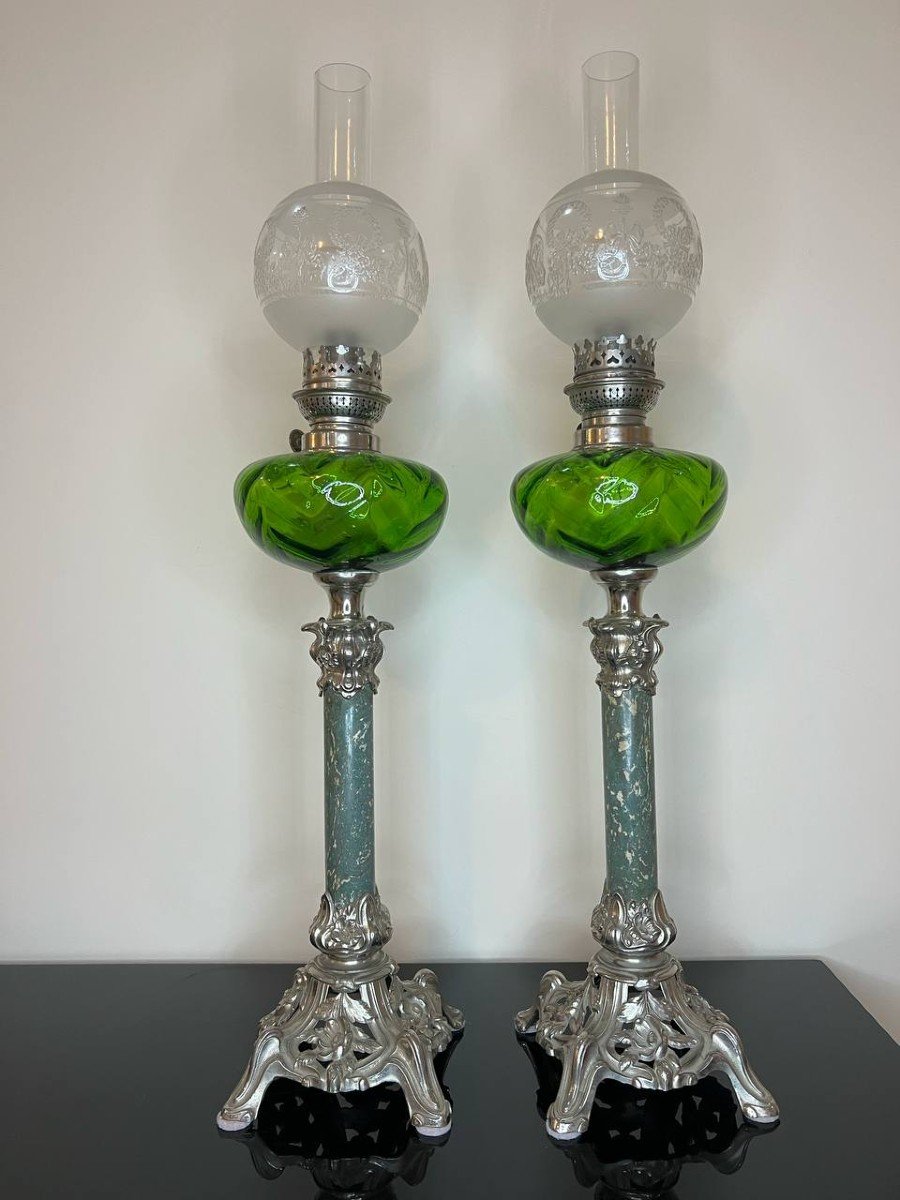 Pair Of Oil Lamps, Around 1900