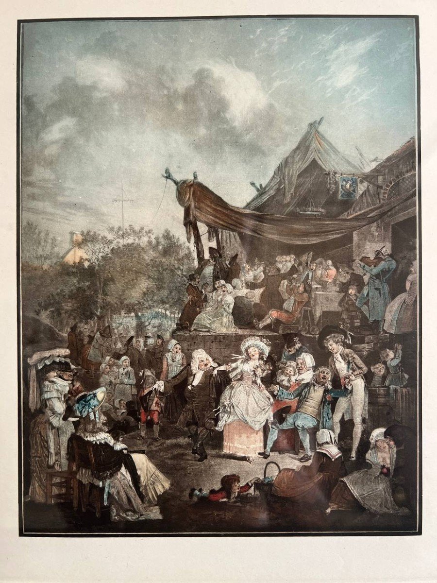 After Philibert-louis Debucourt Paris, 1755-1832 And The Bride's Minuet, Color Engraving-photo-2