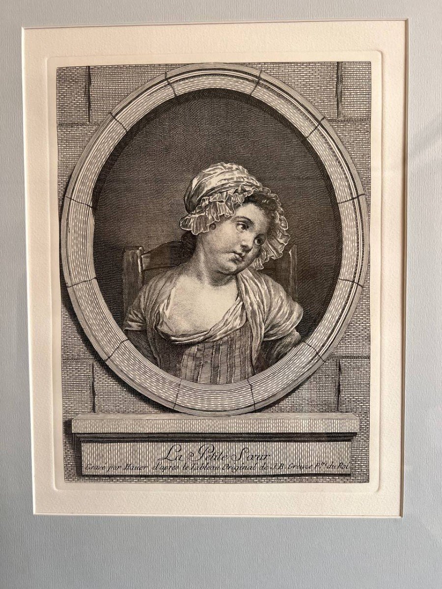 Pair Of Framed Engravings After The Painting By Greuze (1725-1805)-photo-3