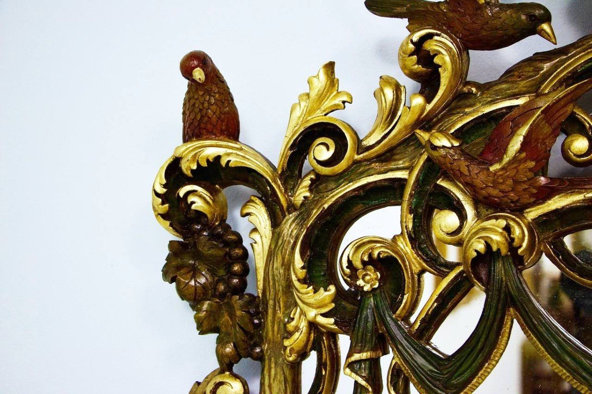 Miroir Aux Oiseaux En Bois Sculpté époque XIXème Siècle De Style Louis XV-photo-1