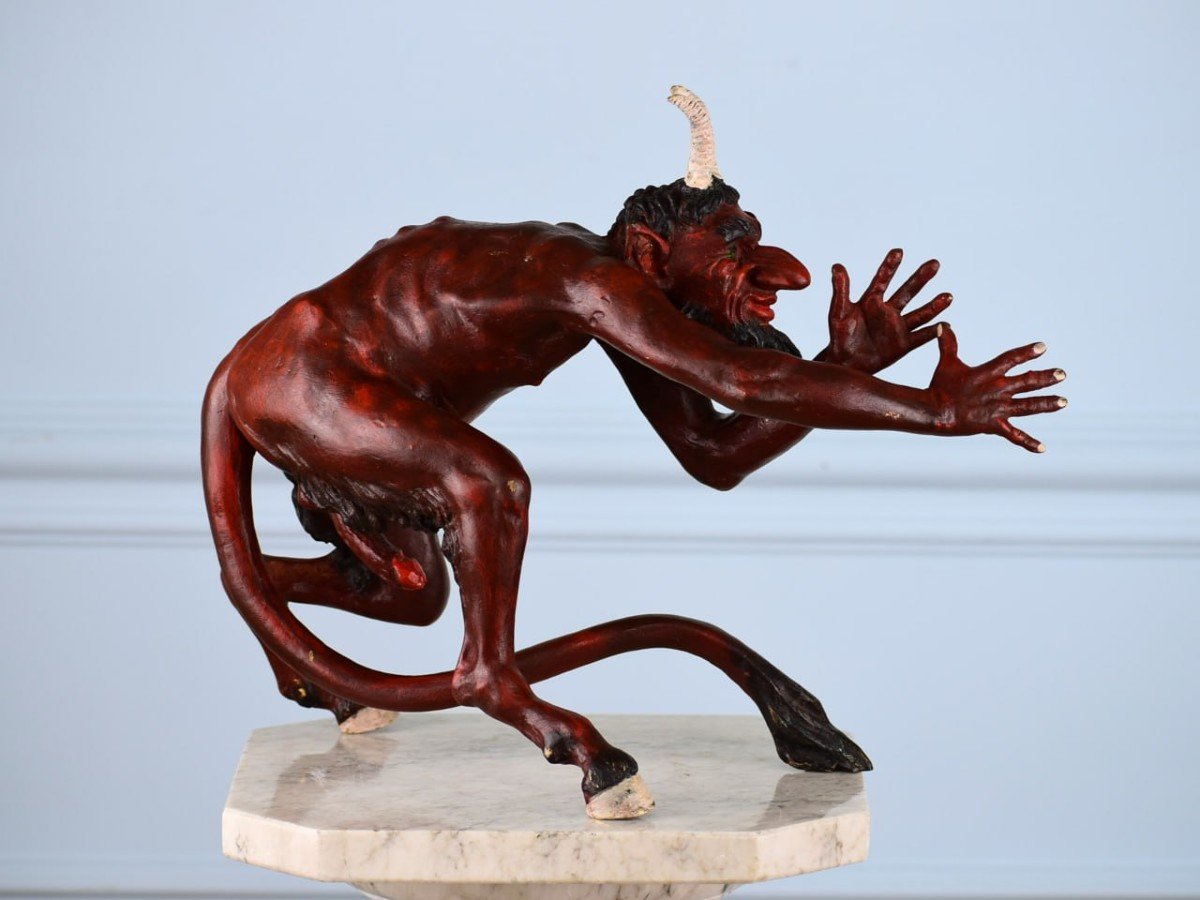 Vienna Bronze Devil Thumbing His Nose, Fb Bergmann Hallmark.-photo-3