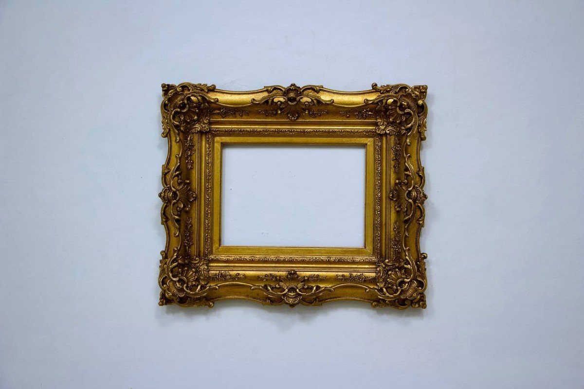 Frame With Gilded Stucco Ears, Late 19th Century-photo-2