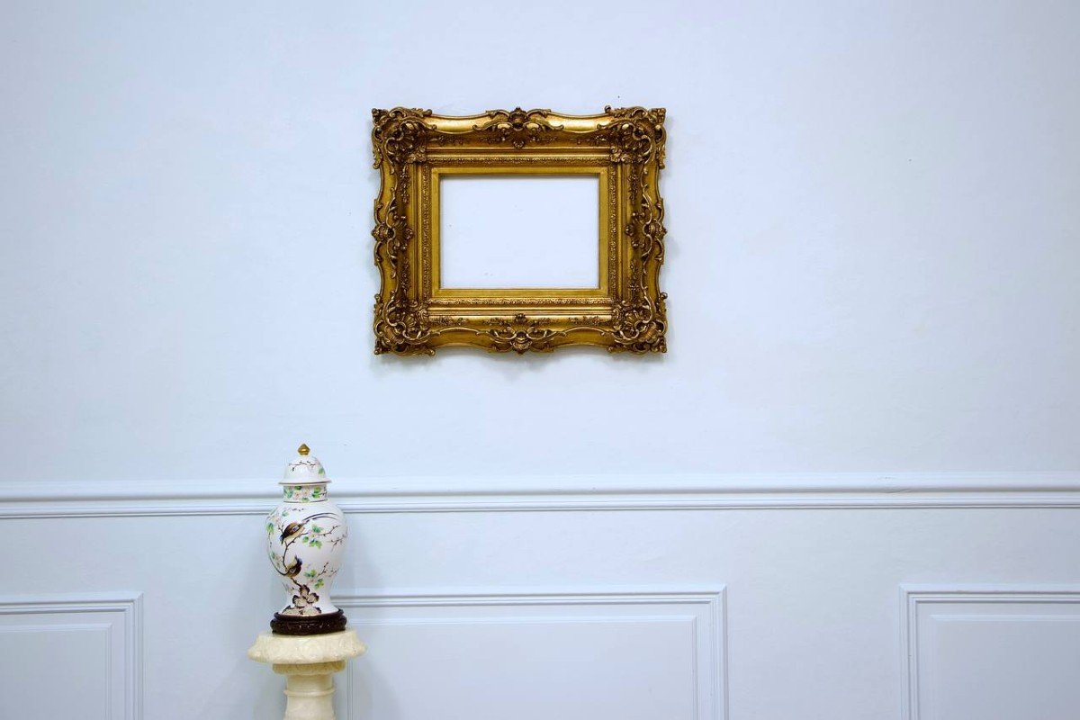 Frame With Gilded Stucco Ears, Late 19th Century-photo-3