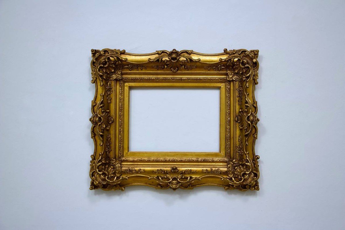 Frame With Gilded Stucco Ears, Late 19th Century-photo-4