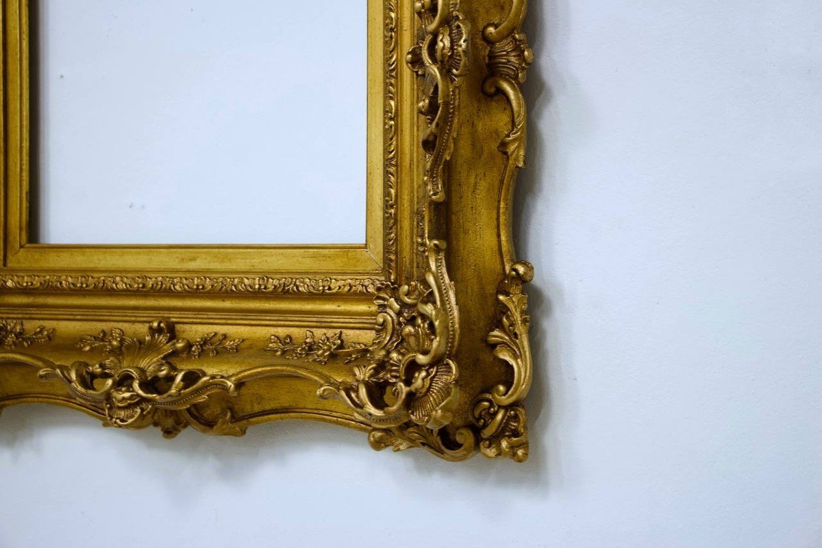 Frame With Gilded Stucco Ears, Late 19th Century-photo-1