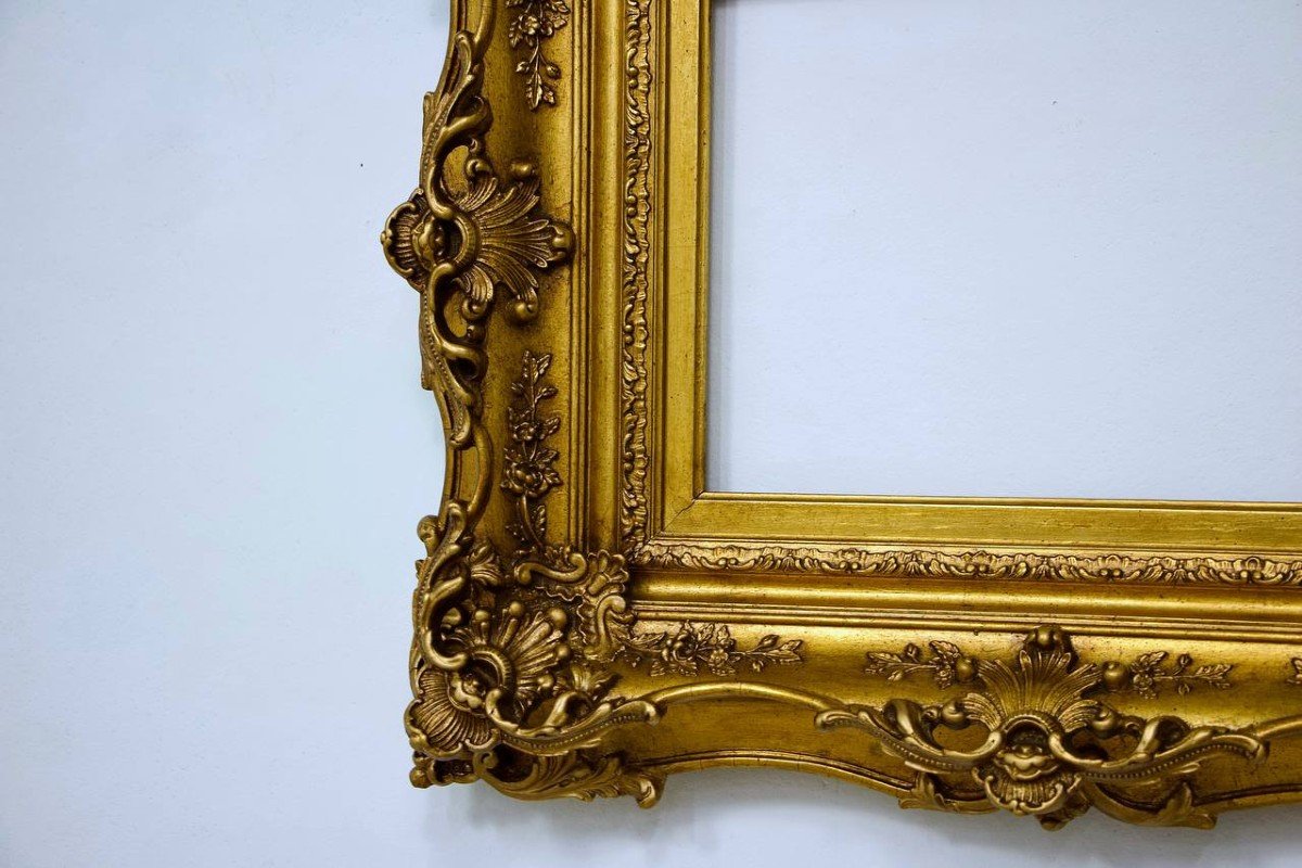 Frame With Gilded Stucco Ears, Late 19th Century-photo-2