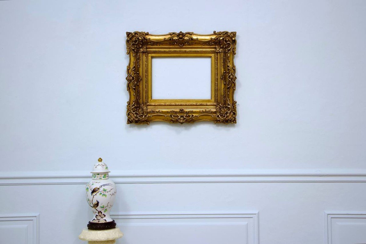 Frame With Gilded Stucco Ears, Late 19th Century-photo-3