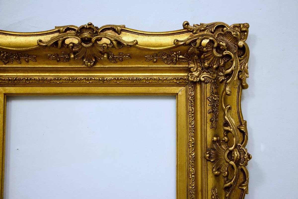 Frame With Gilded Stucco Ears, Late 19th Century-photo-4