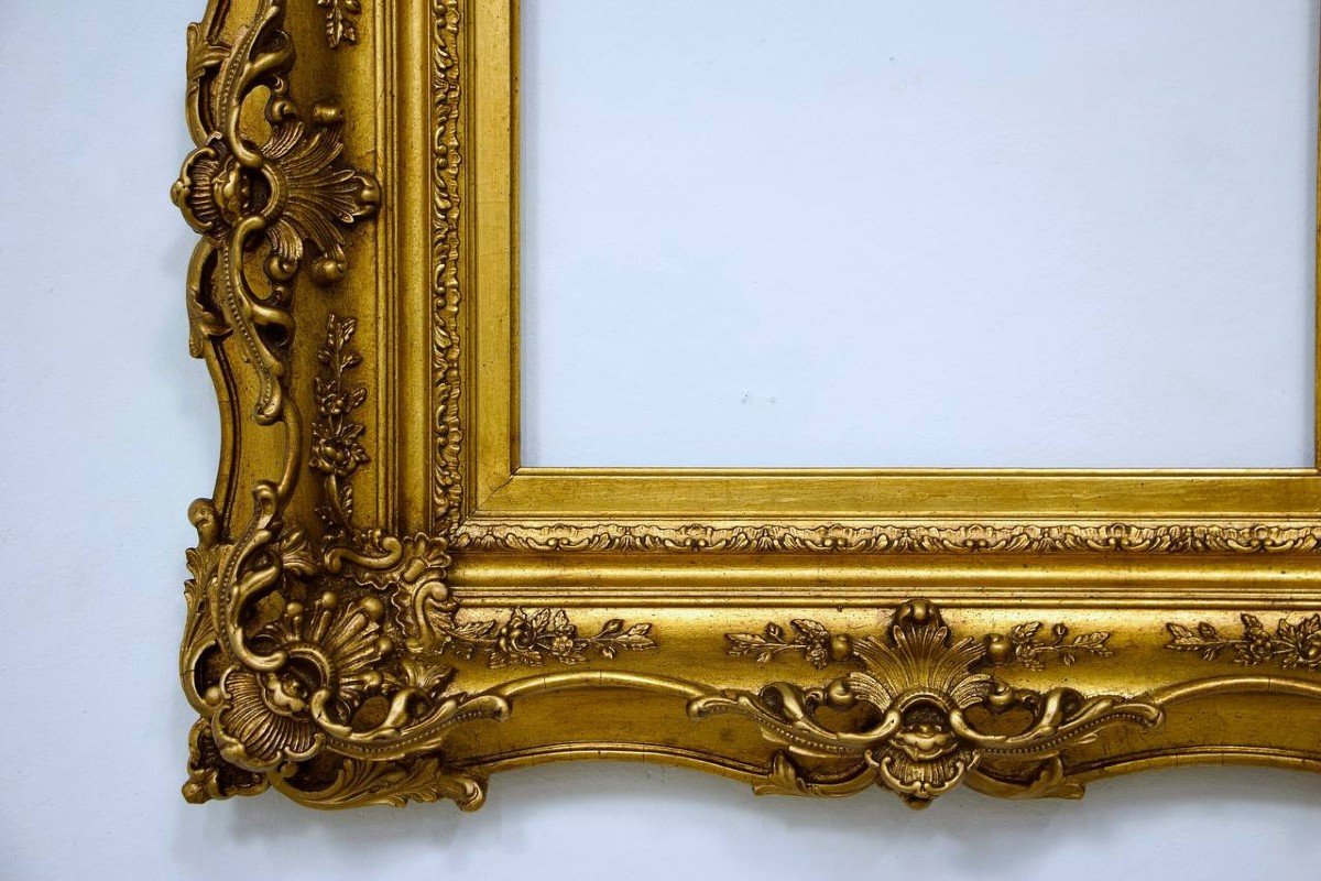 Frame With Gilded Stucco Ears, Late 19th Century-photo-5