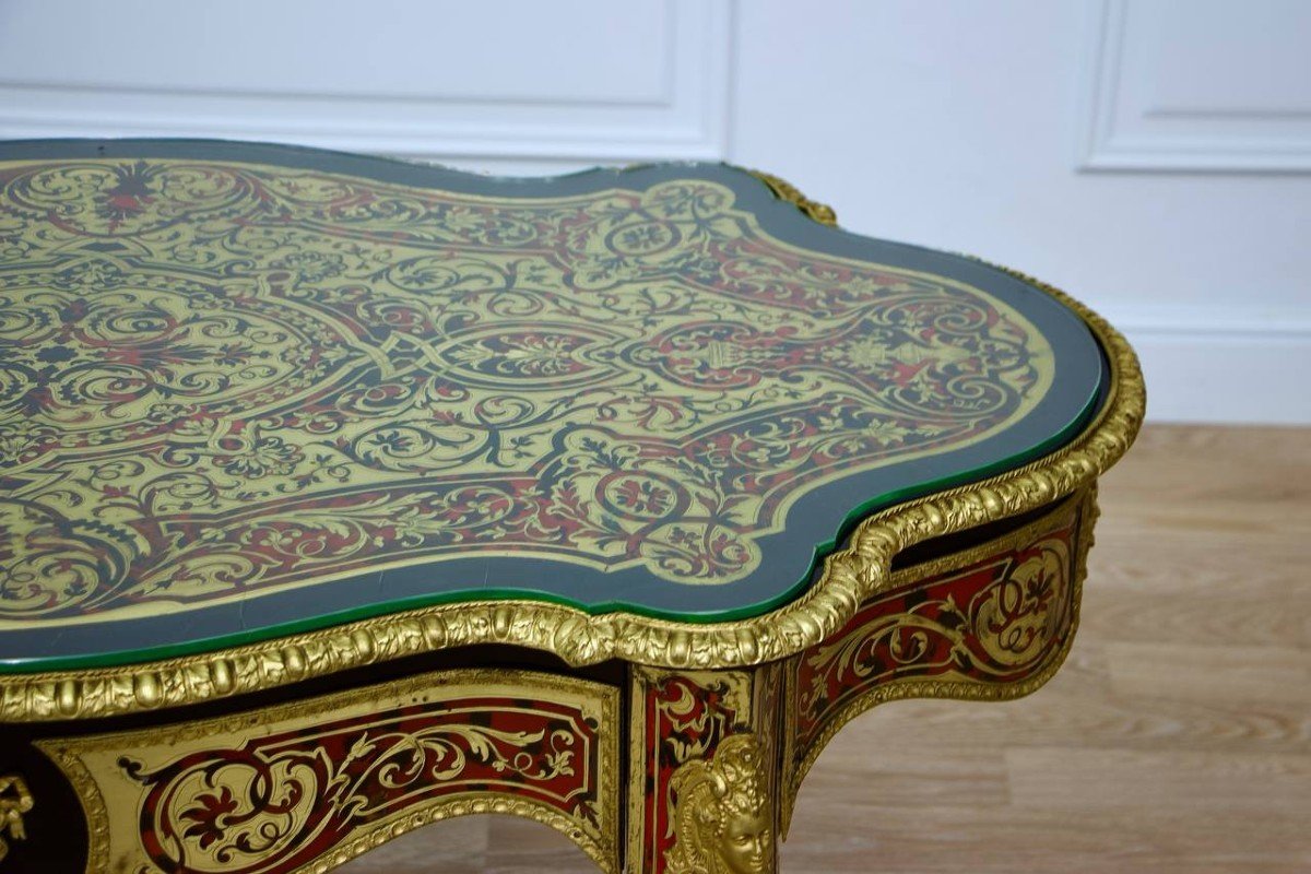 Table D’apparat Violonée En Poirier Noirci, Style Boulle, époque Napoléon III – Milieu XIXe-photo-1