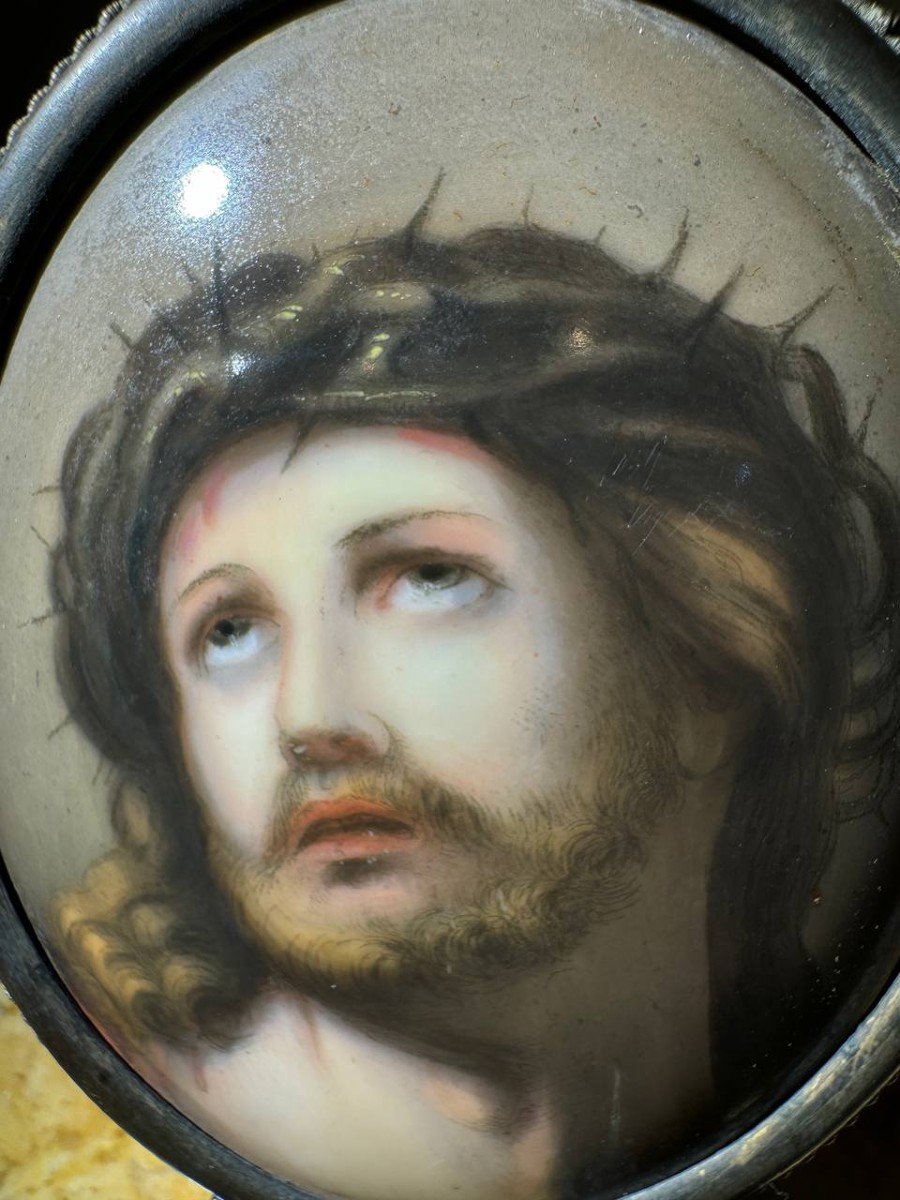 Painting Of The Crowned Christ On Porcelain.-photo-4