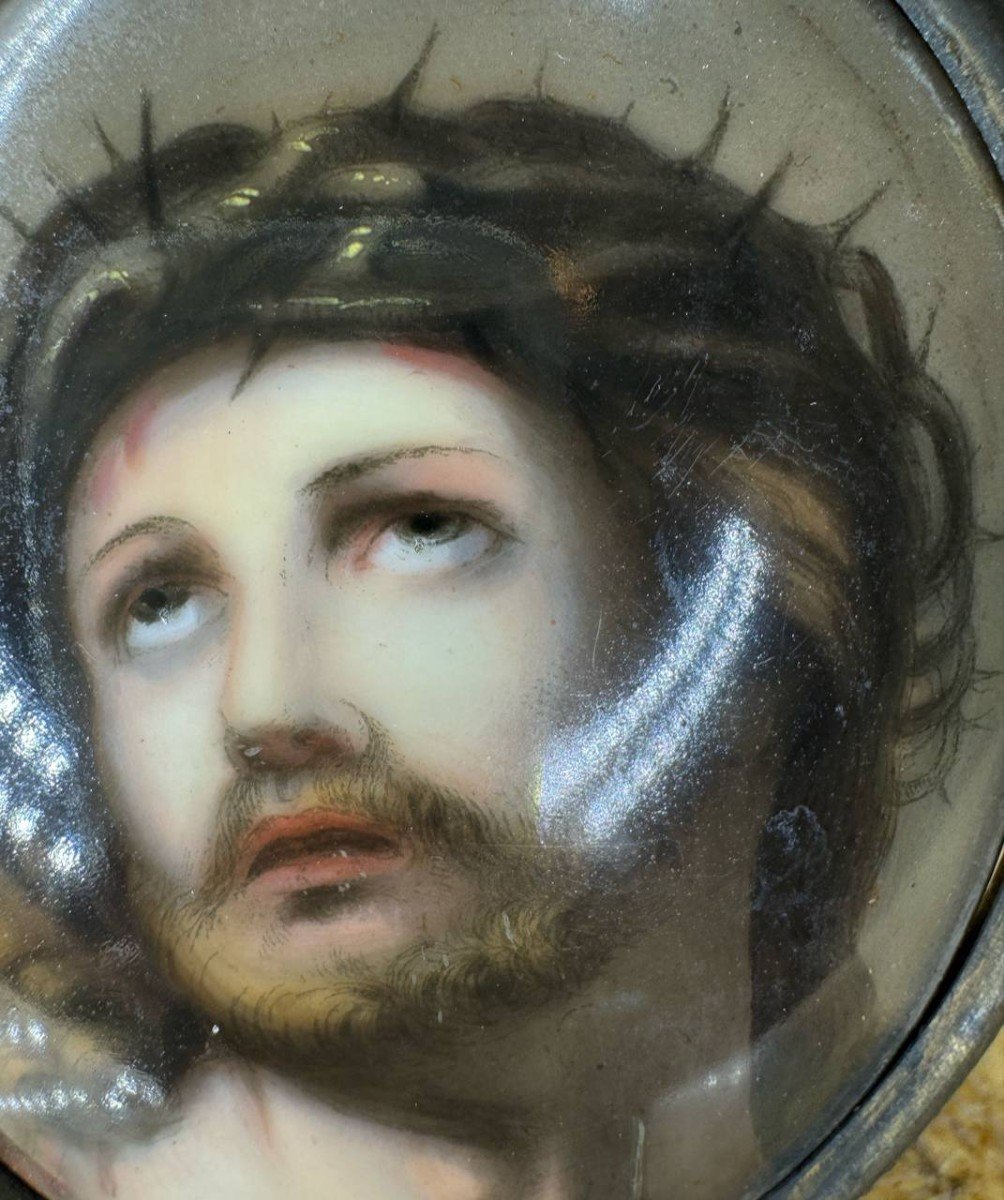 Painting Of The Crowned Christ On Porcelain.-photo-4