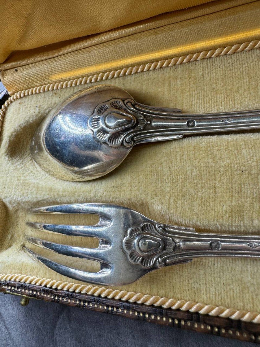 Solid Silver Cutlery, Minerva Hallmark, Monogram.-photo-3