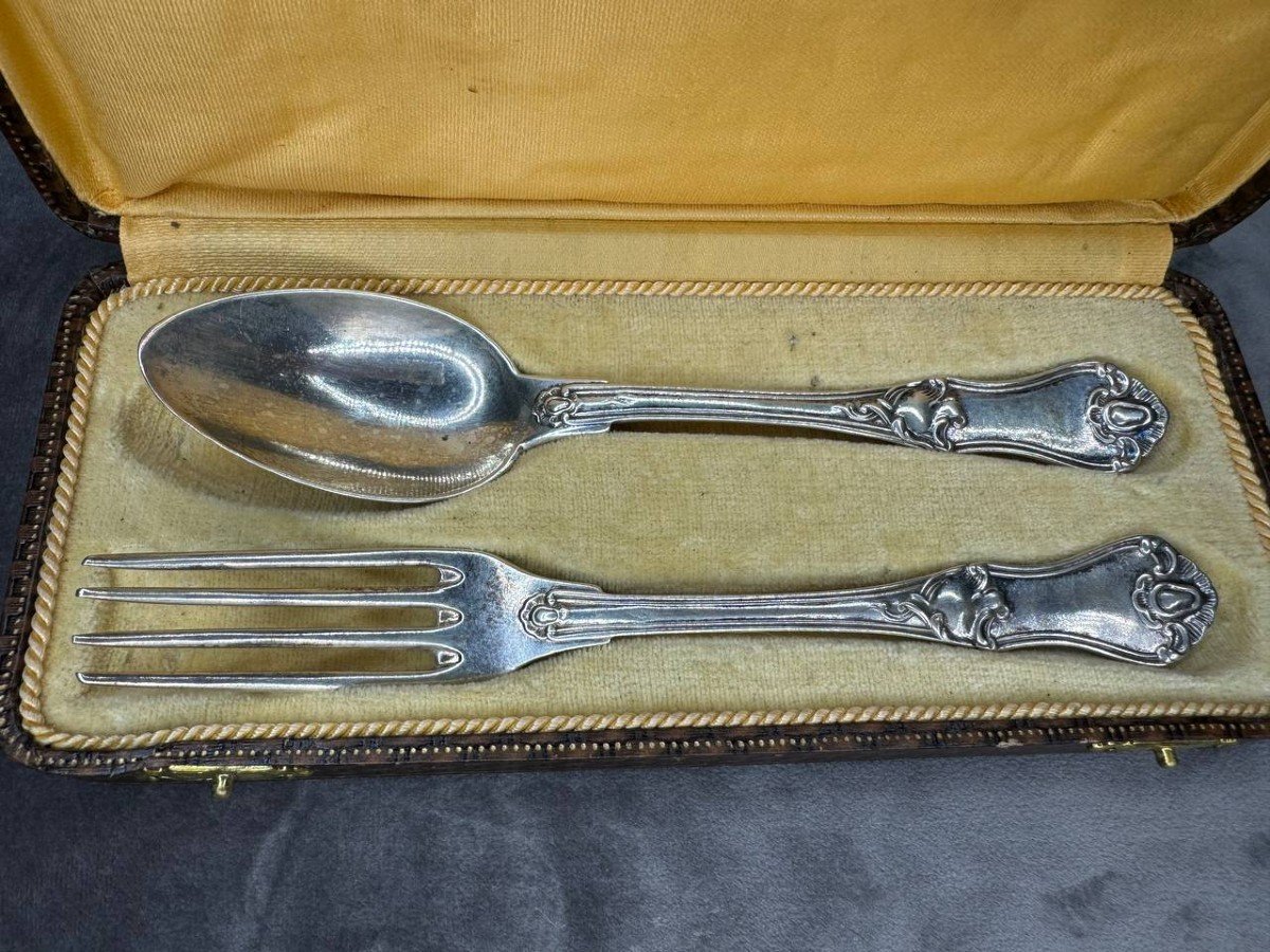 Solid Silver Cutlery, Minerva Hallmark, Monogram.-photo-2