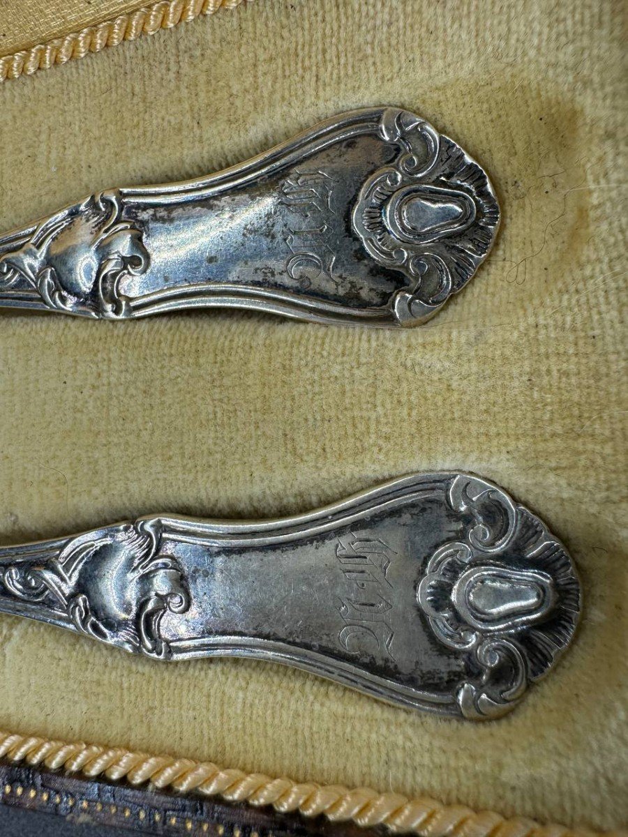 Solid Silver Cutlery, Minerva Hallmark, Monogram.-photo-3