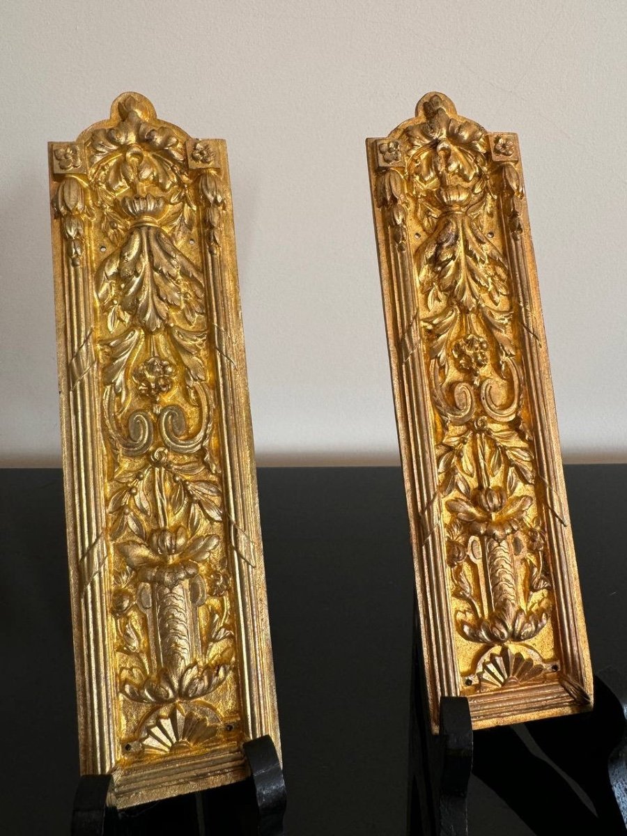 Antique Gilt Bronze Decorative Door Plates-photo-2