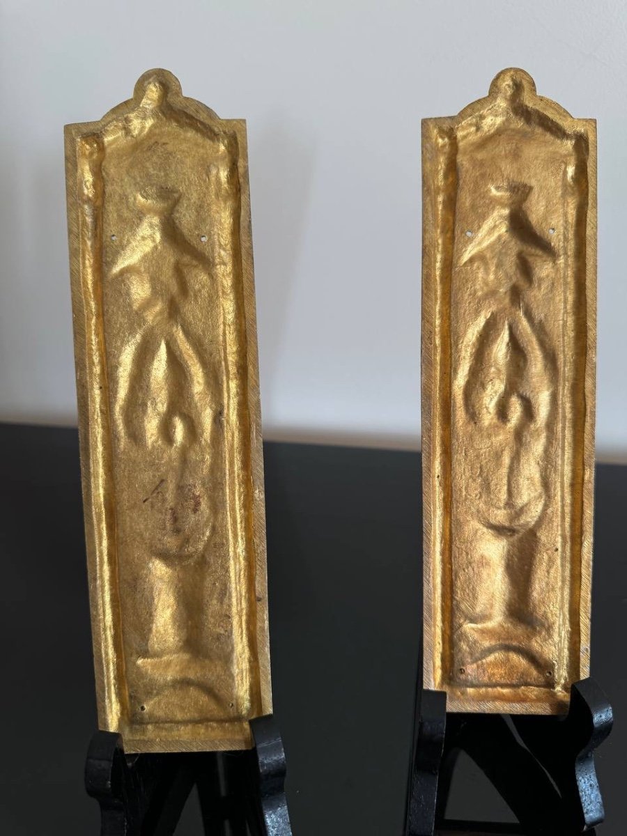 Antique Gilt Bronze Decorative Door Plates-photo-3